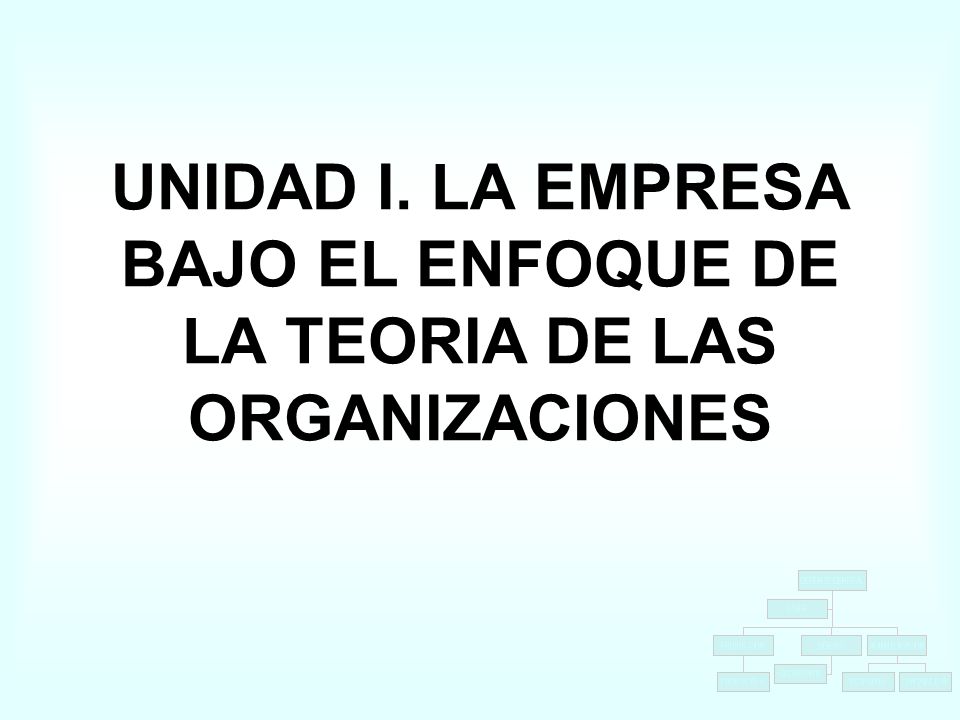 UNIDAD I. LA EMPRESA BAJO EL ENFOQUE DE LA TEORIA DE LAS ORGANIZACIONES
