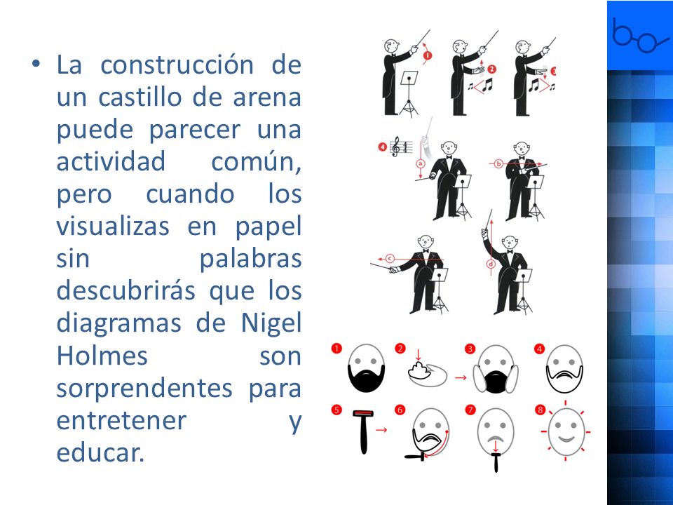 La construcción de un castillo de arena puede parecer una actividad común, pero cuando los visualizas en papel sin palabras descubrirás que los diagramas de Nigel Holmes son sorprendentes para entretener y educar.