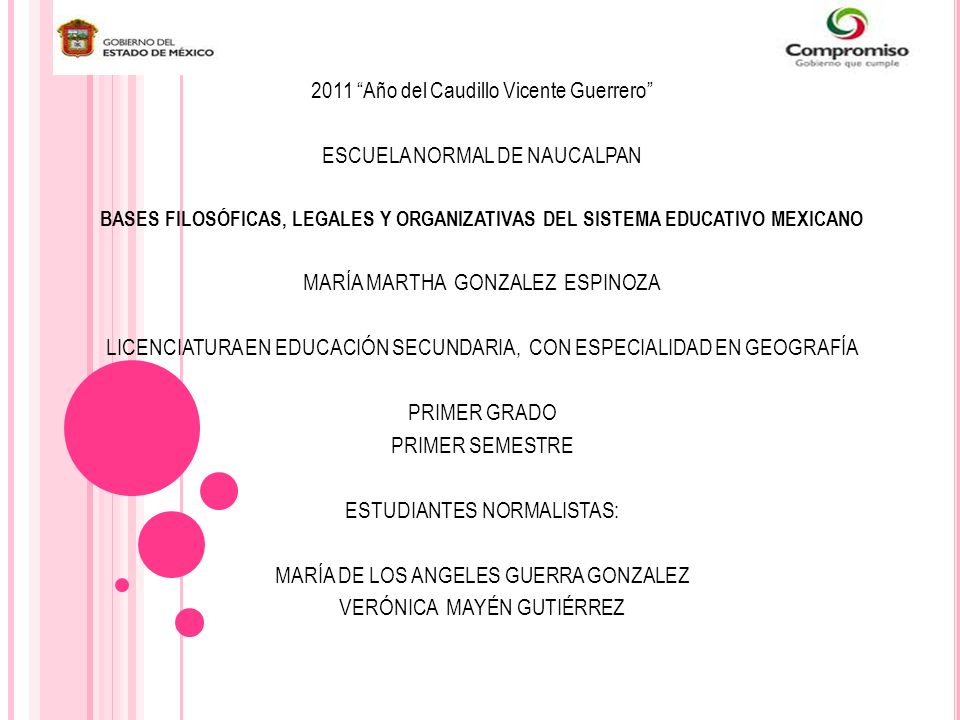 2011 Año del Caudillo Vicente Guerrero ESCUELA NORMAL DE NAUCALPAN