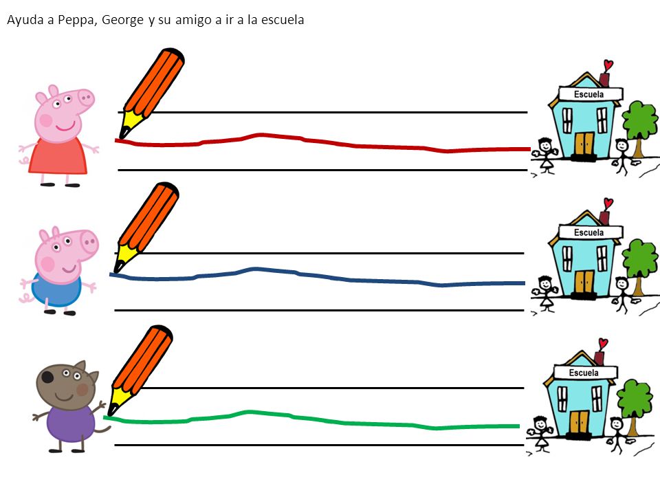 Ayuda a Peppa, George y su amigo a ir a la escuela