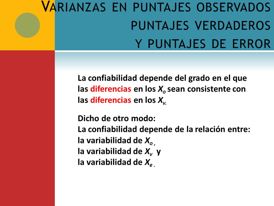 Varianzas en puntajes observados puntajes verdaderos y puntajes de error