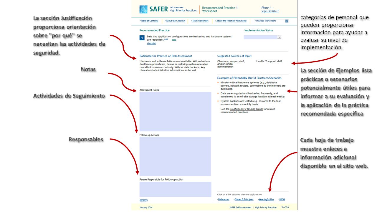La sección Justificación proporciona orientación sobre por qué se necesitan las actividades de seguridad.