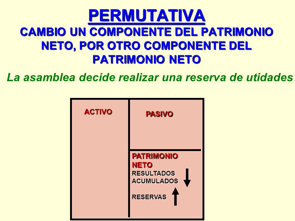 PERMUTATIVA CAMBIO UN COMPONENTE DEL PATRIMONIO NETO, POR OTRO COMPONENTE DEL PATRIMONIO NETO
