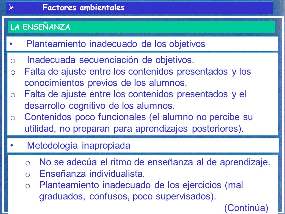 Planteamiento inadecuado de los objetivos