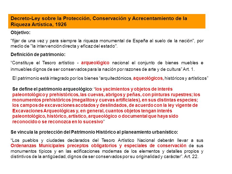 Decreto-Ley sobre la Protección, Conservación y Acrecentamiento de la Riqueza Artística, 1926