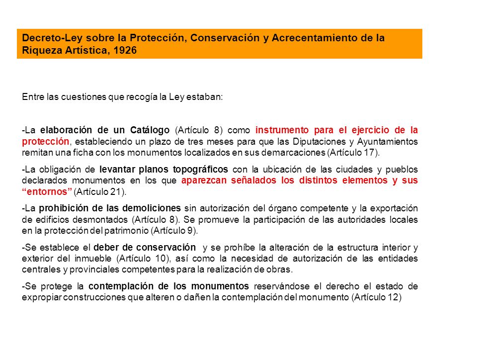 Decreto-Ley sobre la Protección, Conservación y Acrecentamiento de la Riqueza Artística, 1926