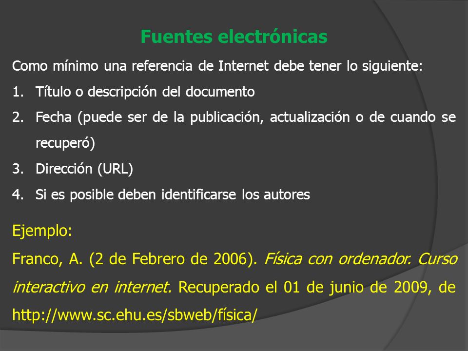Fuentes electrónicas Ejemplo: