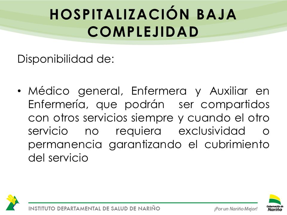 Hospitalización baja complejidad