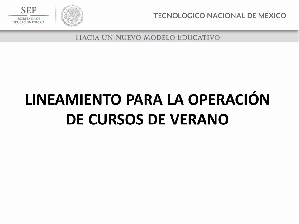 LINEAMIENTO PARA LA OPERACIÓN DE CURSOS DE VERANO
