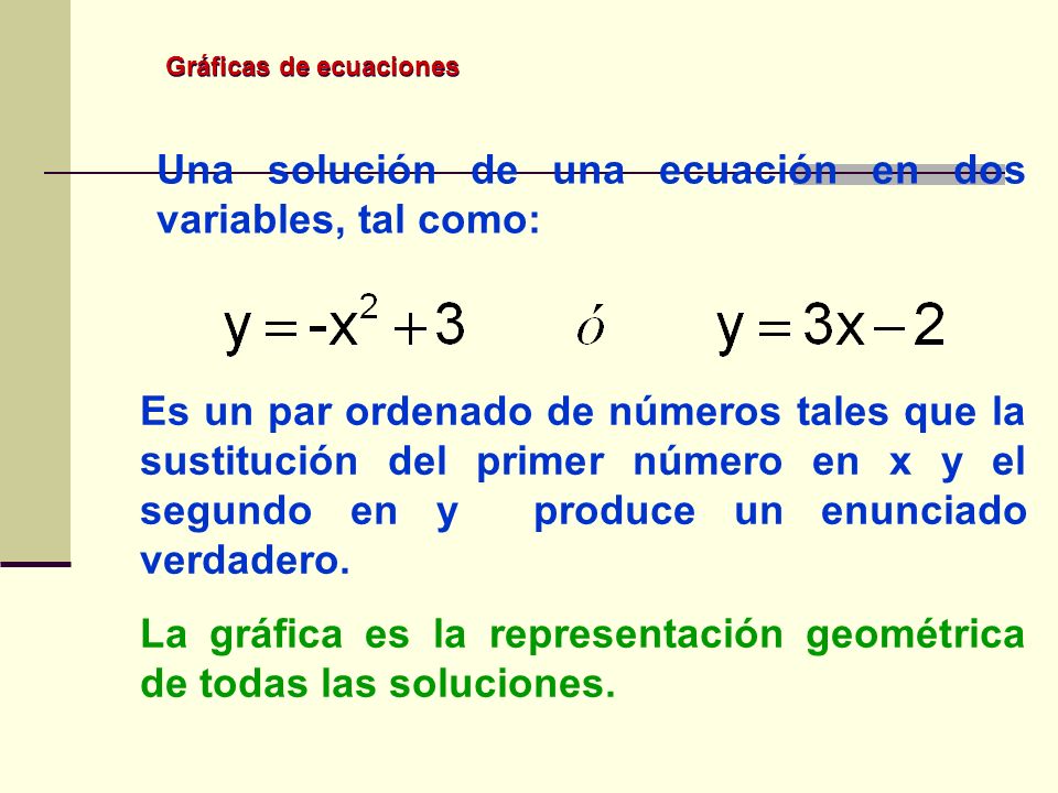 Una solución de una ecuación en dos variables, tal como:
