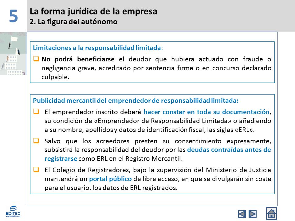 5 La forma jurídica de la empresa 2. La figura del autónomo