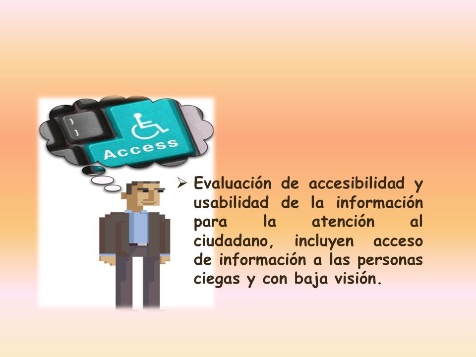 Evaluación de accesibilidad y usabilidad de la información para la atención al ciudadano, incluyen acceso de información a las personas ciegas y con baja visión.