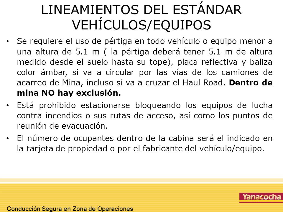 LINEAMIENTOS DEL ESTÁNDAR VEHÍCULOS/EQUIPOS
