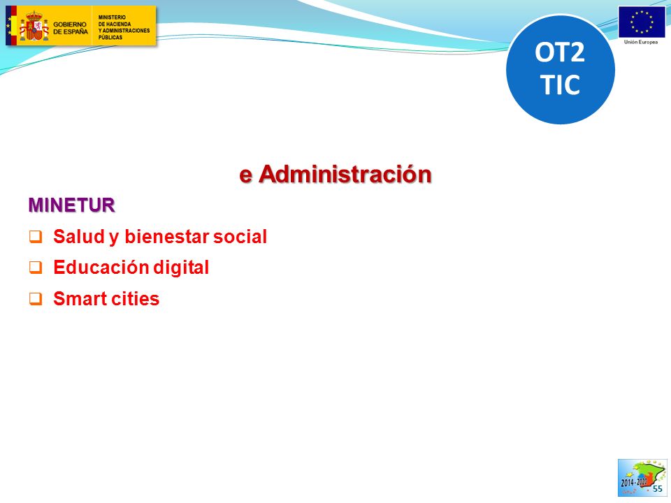 OT2 TIC OT1 I++ i e Administración MINETUR Salud y bienestar social