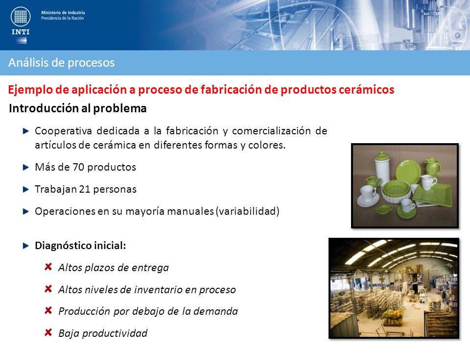 Ejemplo de aplicación a proceso de fabricación de productos cerámicos