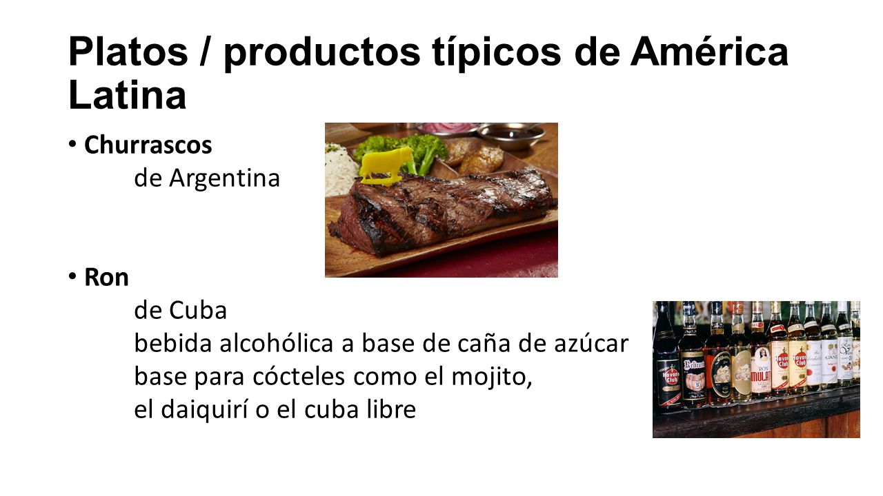 Platos / productos típicos de América Latina