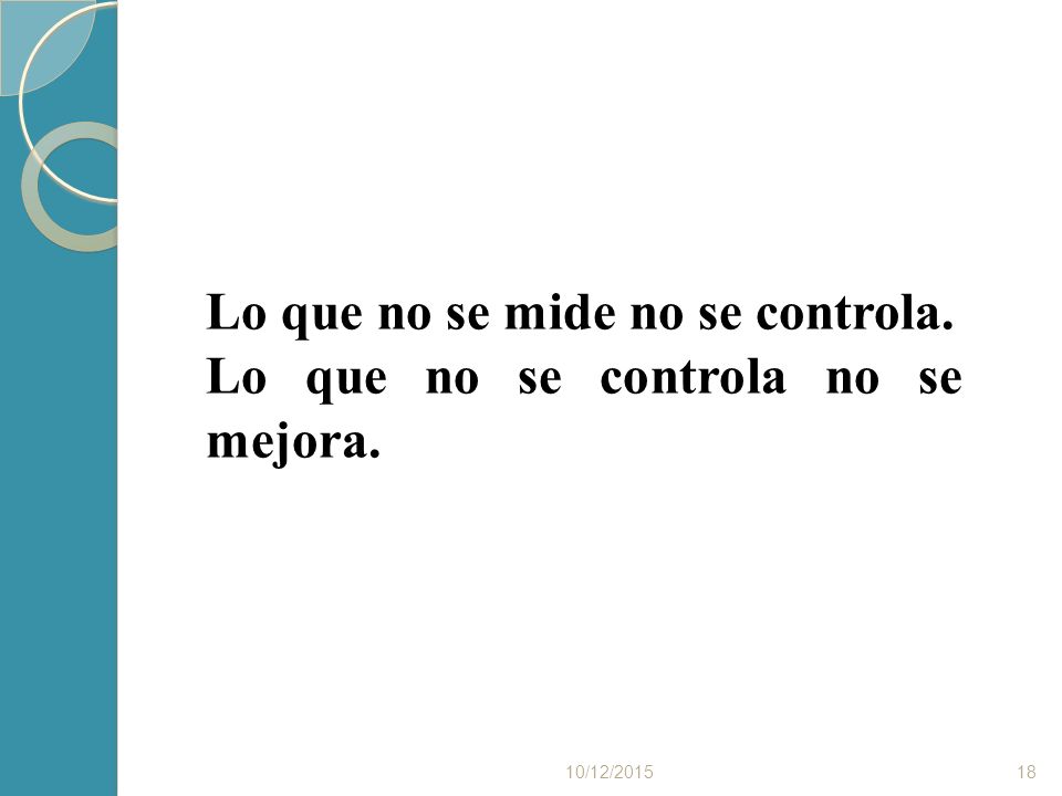 Lo que no se mide no se controla. Lo que no se controla no se mejora.