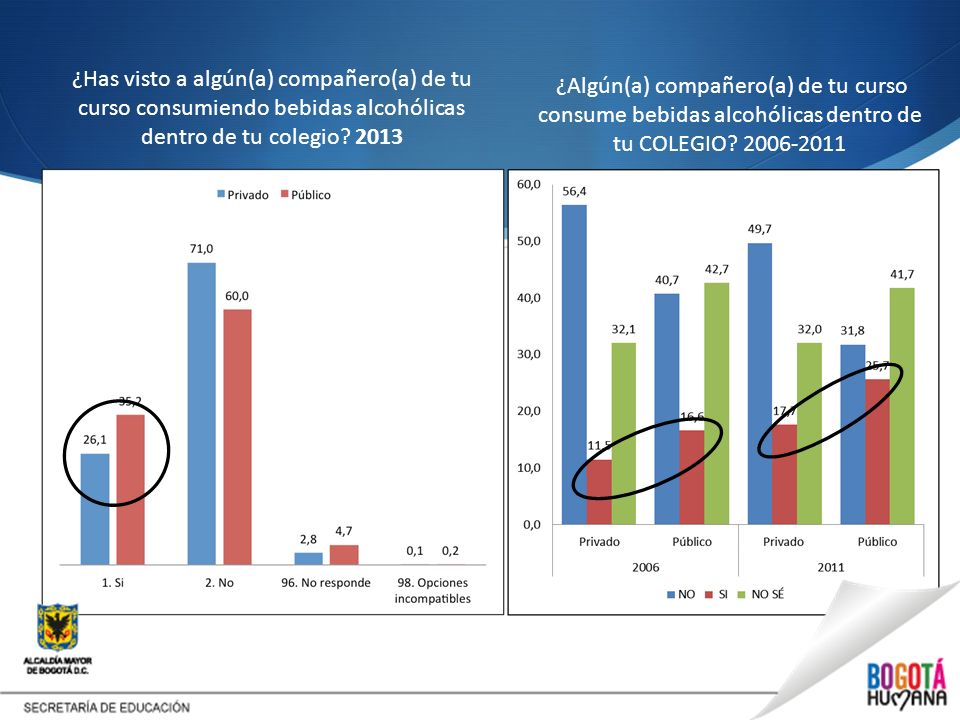 ¿Has visto a algún(a) compañero(a) de tu curso consumiendo bebidas alcohólicas dentro de tu colegio 2013