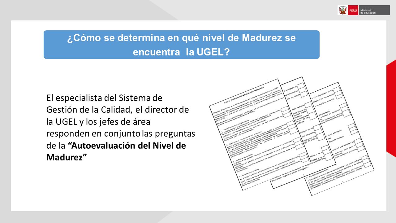 ¿Cómo se determina en qué nivel de Madurez se encuentra la UGEL