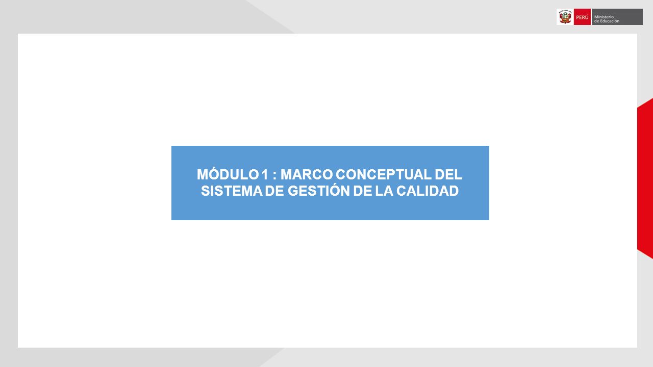 MÓDULO 1 : MARCO CONCEPTUAL DEL SISTEMA DE GESTIÓN DE LA CALIDAD