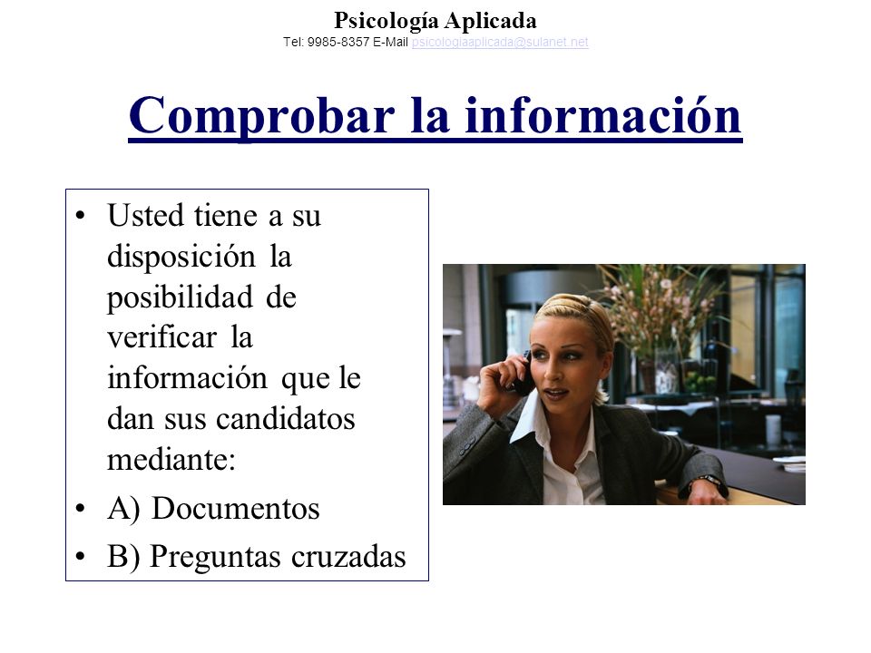 Comprobar la información
