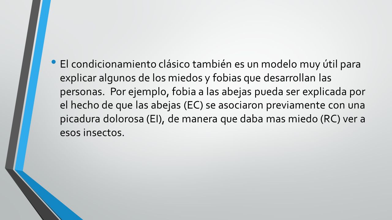 El condicionamiento clásico también es un modelo muy útil para explicar algunos de los miedos y fobias que desarrollan las personas.