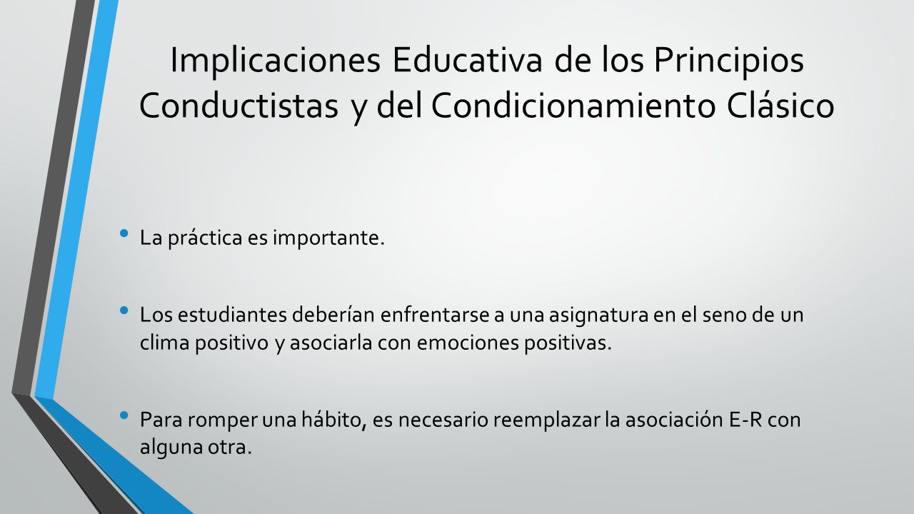 Implicaciones Educativa de los Principios Conductistas y del Condicionamiento Clásico