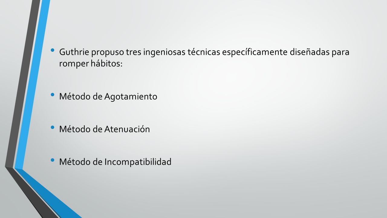Guthrie propuso tres ingeniosas técnicas específicamente diseñadas para romper hábitos: