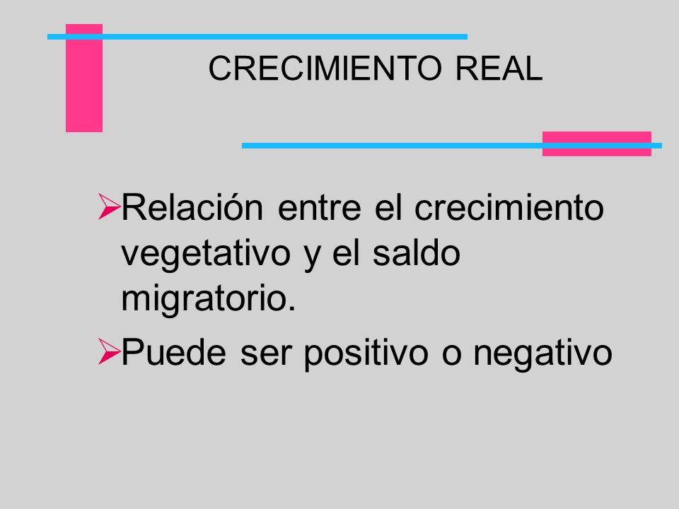 Relación entre el crecimiento vegetativo y el saldo migratorio.
