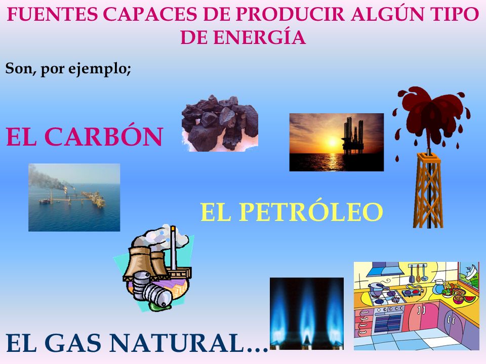 FUENTES CAPACES DE PRODUCIR ALGÚN TIPO DE ENERGÍA