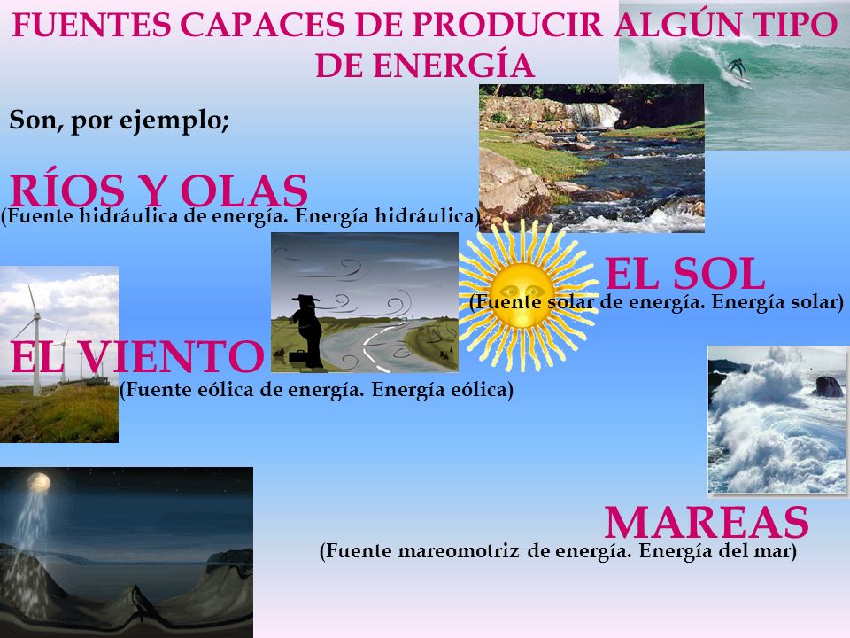 FUENTES CAPACES DE PRODUCIR ALGÚN TIPO DE ENERGÍA