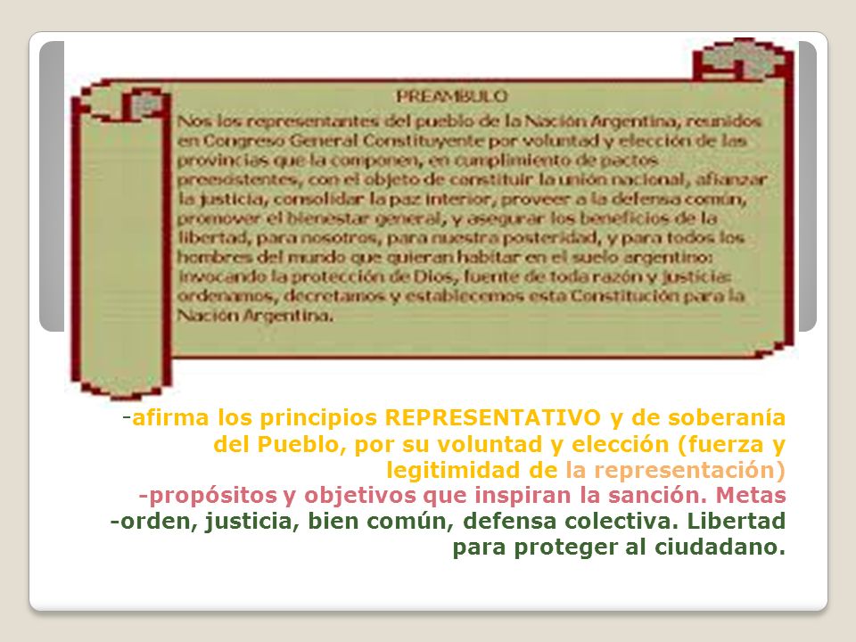 -afirma los principios REPRESENTATIVO y de soberanía del Pueblo, por su voluntad y elección (fuerza y legitimidad de la representación)