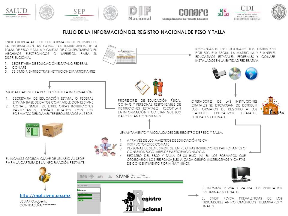 FLUJO DE LA INFORMACIÓN DEL REGISTRO NACIONAL DE PESO Y TALLA
