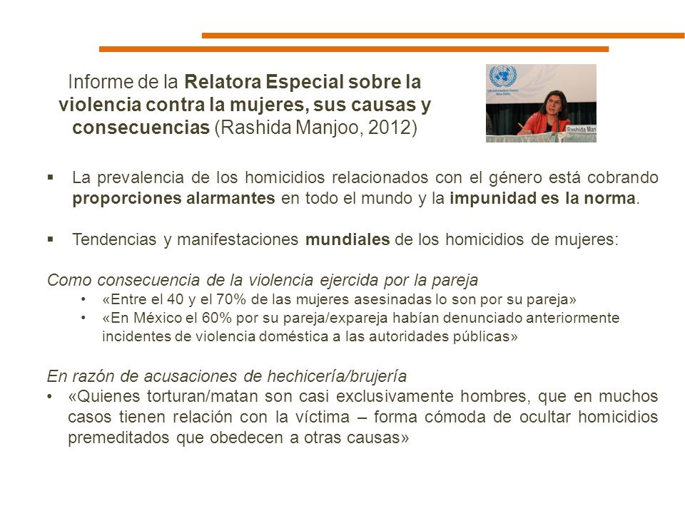 Informe de la Relatora Especial sobre la violencia contra la mujeres, sus causas y consecuencias (Rashida Manjoo, 2012)