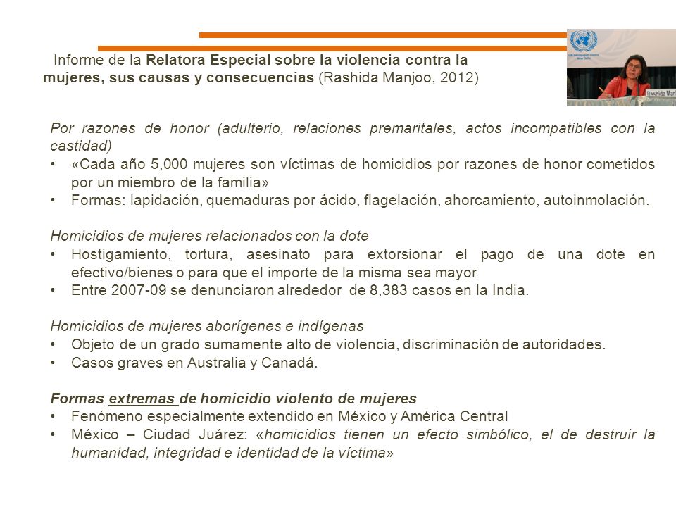 Informe de la Relatora Especial sobre la violencia contra la mujeres, sus causas y consecuencias (Rashida Manjoo, 2012)
