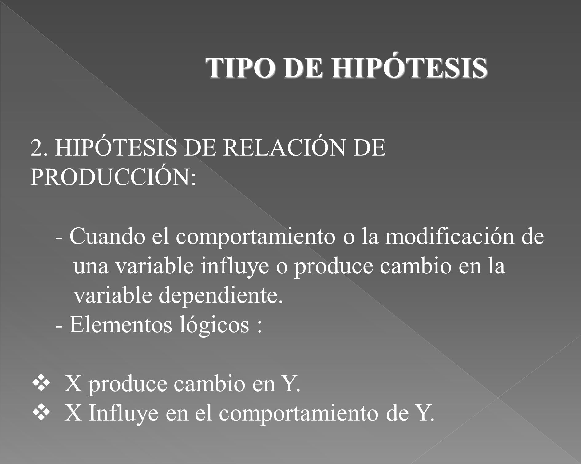 TIPO DE HIPÓTESIS 2. HIPÓTESIS DE RELACIÓN DE PRODUCCIÓN: