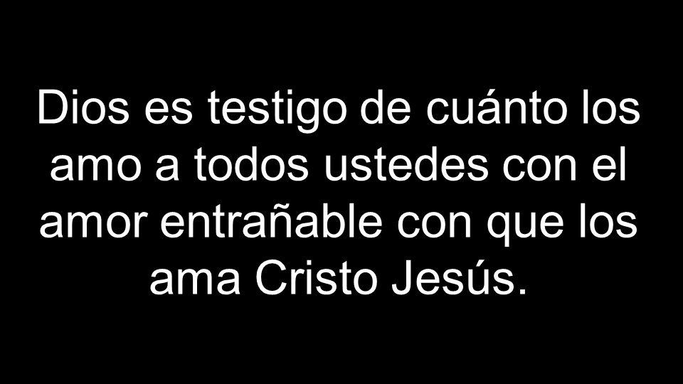 Dios es testigo de cuánto los amo a todos ustedes con el amor entrañable con que los ama Cristo Jesús.