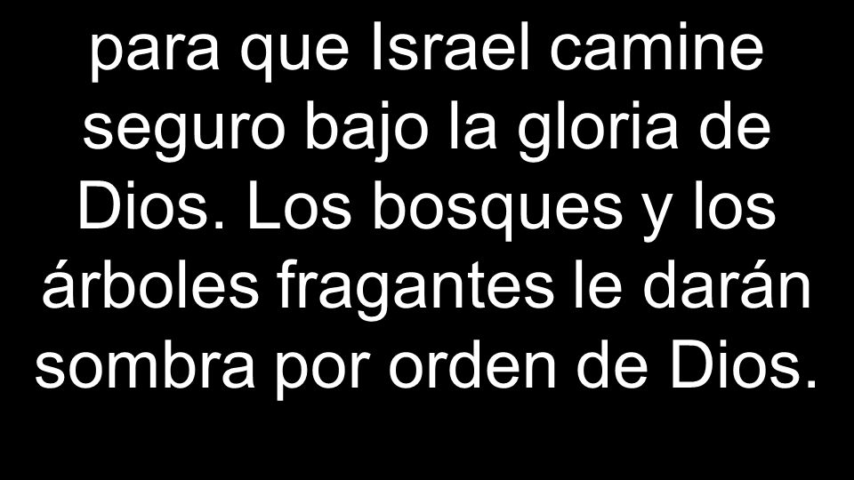 para que Israel camine seguro bajo la gloria de Dios