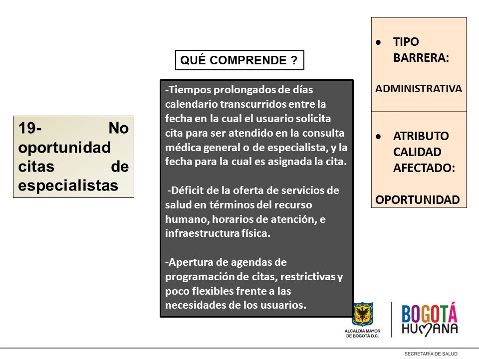 19- No oportunidad citas de especialistas