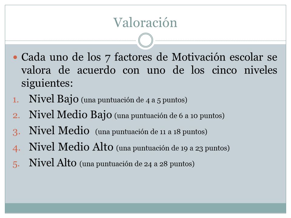 Valoración Nivel Medio (una puntuación de 11 a 18 puntos)