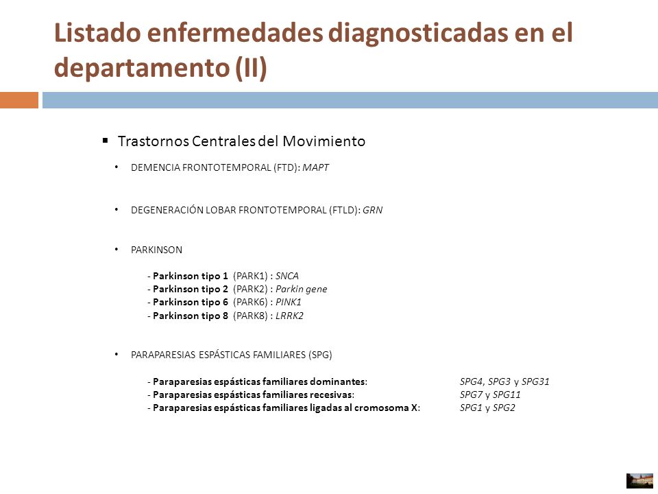 Listado enfermedades diagnosticadas en el departamento (II)