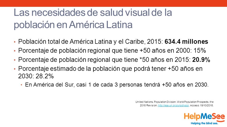 Las necesidades de salud visual de la población en América Latina