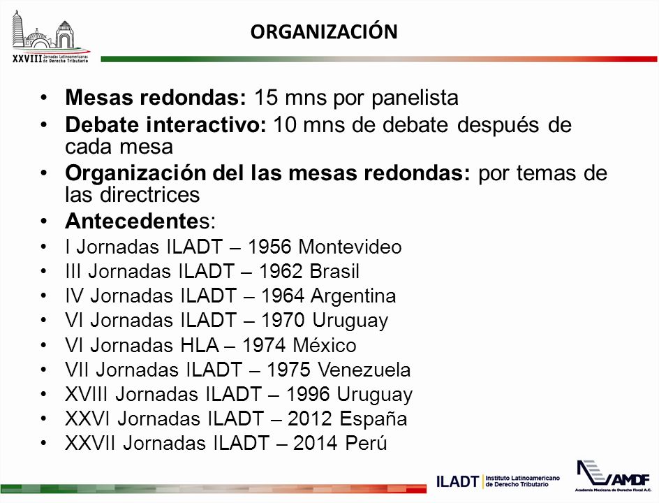 Mesas redondas: 15 mns por panelista