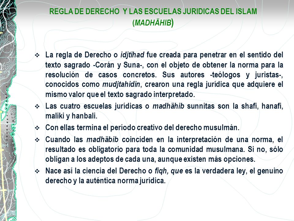 REGLA DE DERECHO Y LAS ESCUELAS JURIDICAS DEL ISLAM (MADHÄHIB)