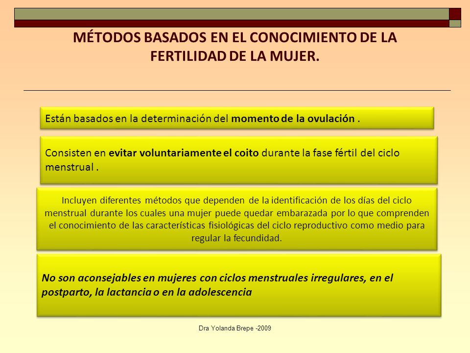 MÉTODOS BASADOS EN EL CONOCIMIENTO DE LA FERTILIDAD DE LA MUJER.