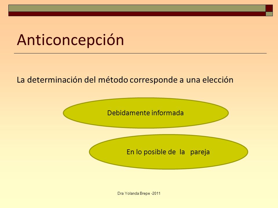 Anticoncepción La determinación del método corresponde a una elección