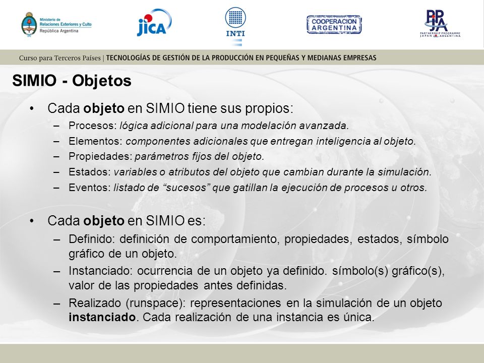 SIMIO - Objetos Cada objeto en SIMIO tiene sus propios: