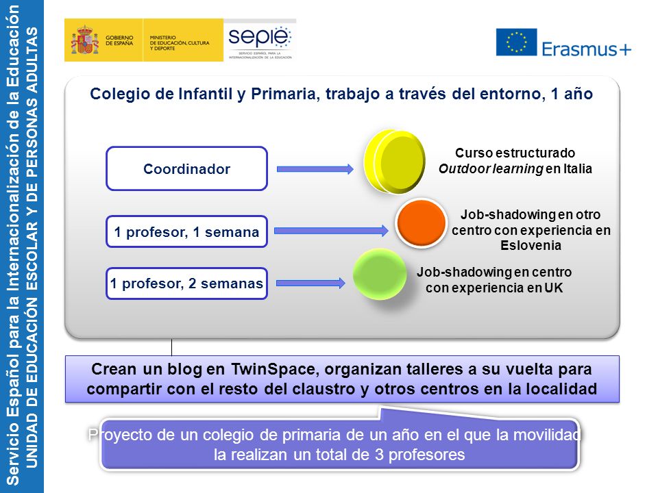Colegio de Infantil y Primaria, trabajo a través del entorno, 1 año