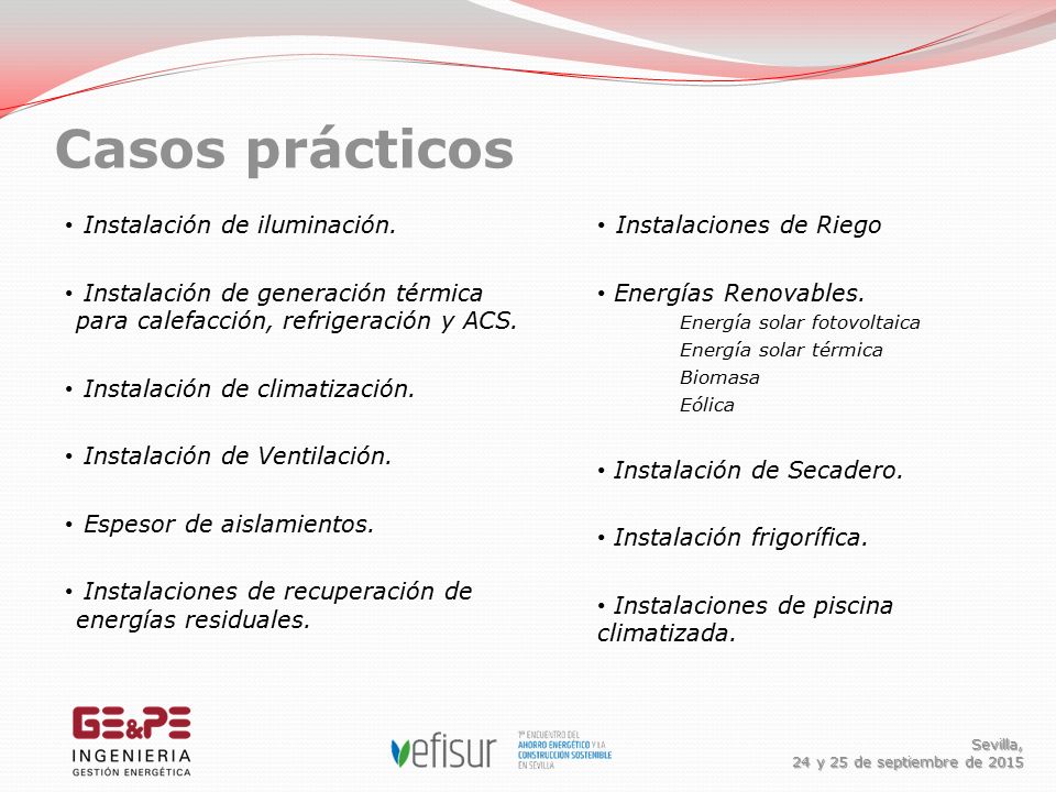 Casos prácticos Sevilla, 24 y 25 de septiembre de 2015