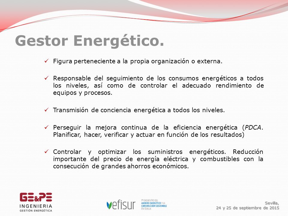 Gestor Energético. Sevilla, 24 y 25 de septiembre de 2015